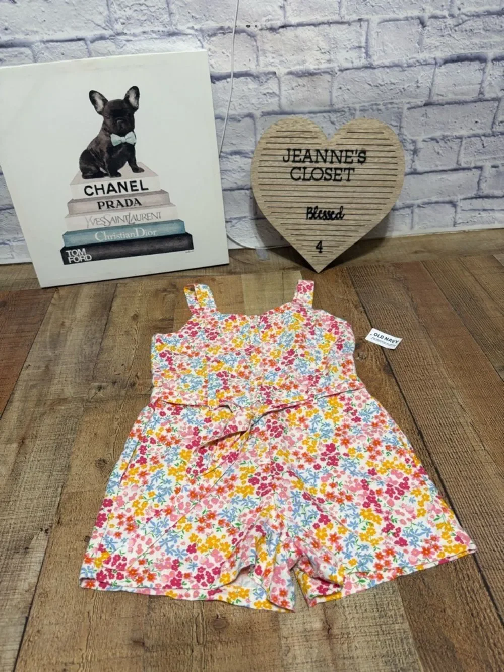Old Navy Sleeveless Linen-Blend Tie-Front Romper for Girls NWT 10/12